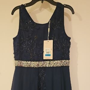 Hannah Banana Navy Blue Embroidered Dress
